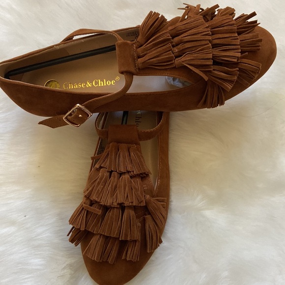 🆕 Chase + Chloe Tan jersey Mary-Janes in size 7.5 - Picture 5 of 5